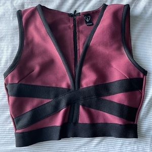 Maroon & black crop top